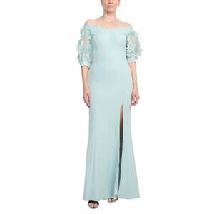 NEW ALBERTO MAKALI off the shoulder embellished lace sleeve mermaid slit side go